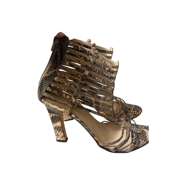 Max Kibardin Womens Snake Print Strappy Heeled Sandals Size 8 Made In Italy - Picture 3 of 7